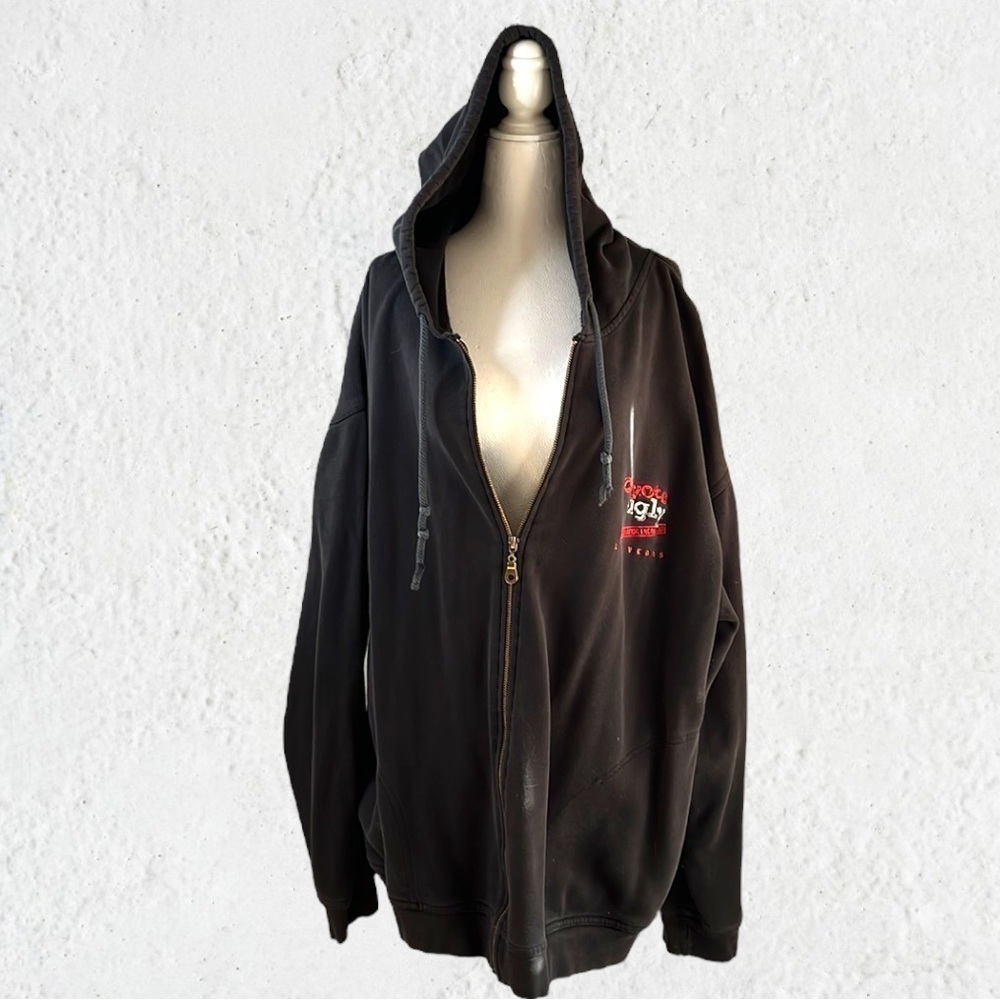 Coyote Ugly black zip front hoodie long sleeves extra large 100% cotton